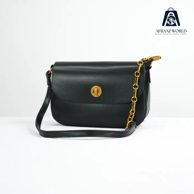 High Quality Coffee Brown Crossbody Bag with Minimal Golden Lock – Afraaz World