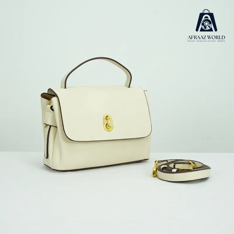 Mint Green Faux Leather Crossbody Handbag with Gold-Tone Lock