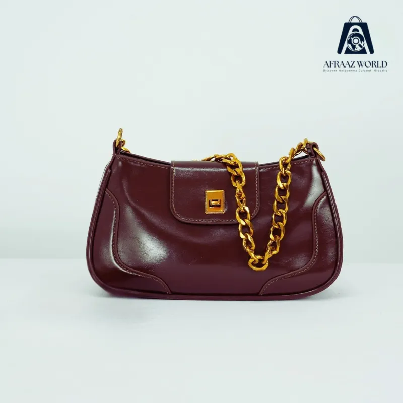 Classic Black Chain Shoulder Bag for Women | Premium Leather Handbag by Afraaz World